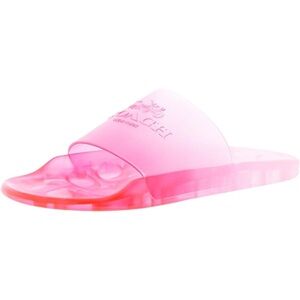 Authentic coach ulyssa pink glitter logo jelly slide sandals